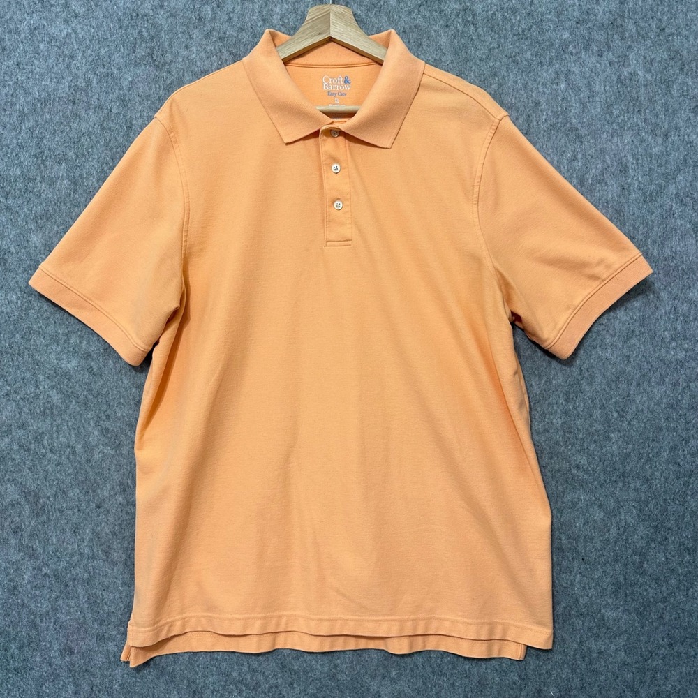 Croft & Barrow Mens Easy Care Pique Polo Shirt XL Orange Short Sleeve Cotton